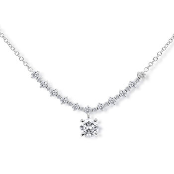 1.62ctw Round Brilliant Cut Diamond Drop Necklace, 18ct White Gold