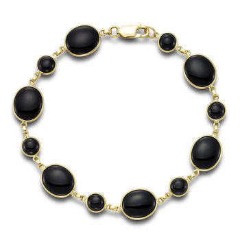 Black Onyx Bracelet, 14ct Yellow Gold