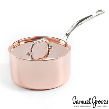 Samuel Groves Copper Induction Saucepan with Lid, 18cm