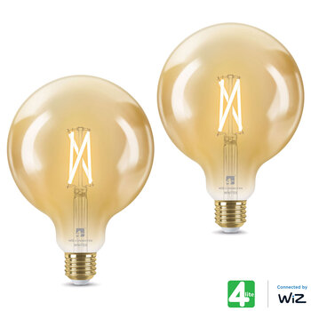 4lite WiZ Connected E27 Amber Filament Smart Bulbs 2 Pack