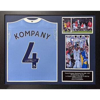 Vincent Kompany Signed Framed Manchester City Football Shirt