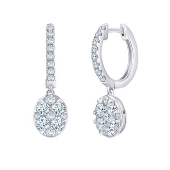 1.00ctw Round Brilliant Cut Diamond Earrings, 14ct White Gold