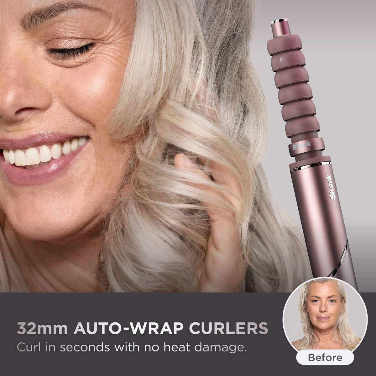Lifestyle image of Shark FlexFusion 4 in 1 Air Styler used on a model before and after Lifestyle image of Shark FlexFusion 4 in 1 Air Styler used on a model before and after