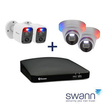 Swann 4 Channel 4K 1TB DVR with 2 x Enforcer Bullet Cameras and 2 x Enforcer Dome Cameras SWDVK-456802MQB-EU + SWPRO-4KDER-EU x 2