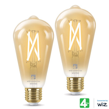 4lite WiZ Connected E27 Amber Filament Smart Bulbs 2 Pack