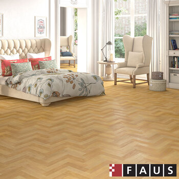 Faus Herringbone Natural Oak 8mm AC6 Laminate Flooring Planks- 2.08m² Per Pack