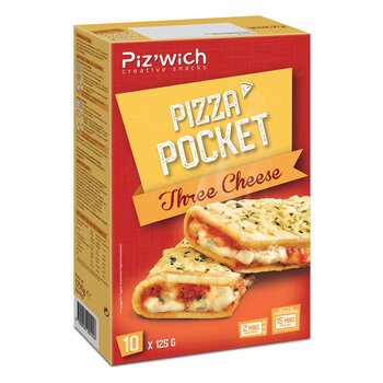 Piz'wich Pizza Pocket Three Cheese, 10 x 125g