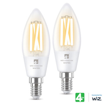 4lite WiZ Connected E14 Clear Candle Filament Smart Bulbs 2 Pack