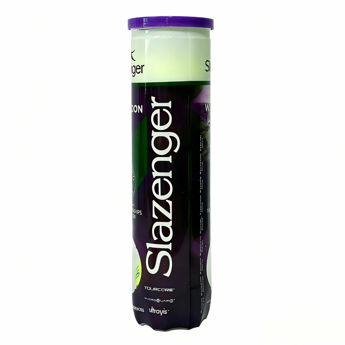 Studio image of a tube of tennis balls from the side Studio image of a tube of tennis balls from the side