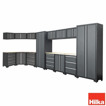 Hilka Garage Bundle 16 piece Corner & Cabinet Storage Set Hilka Garage Bundle 16 piece Corner & Cabinet Storage Set