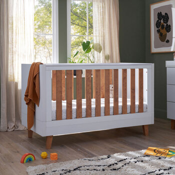 Tutti Bambini Como Cot Bed with Sprung Mattress, White & Rosewood Finish