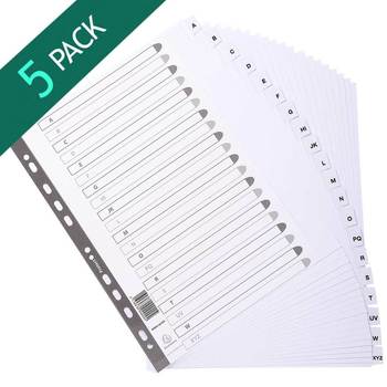 Exacompta A4 White A-Z 20 Tabs Dividers - 5 Packs of 20 Dividers