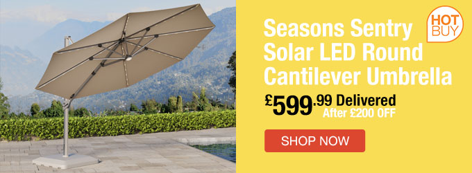 Seasons Sentry 13ft Solar LED Round Cantilever Umbrella