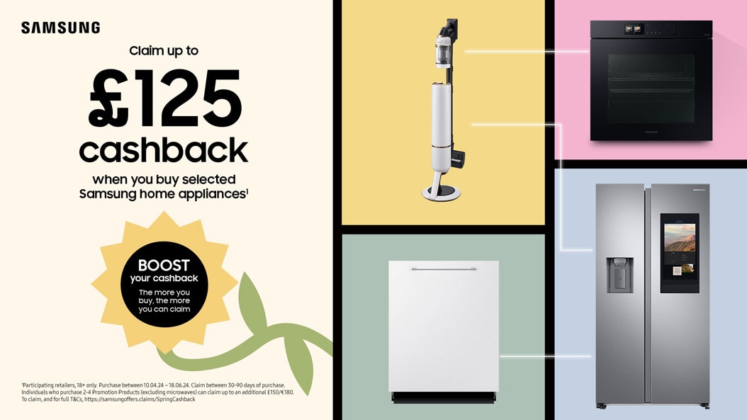 Samsung up to £125 Cashback. Learn More