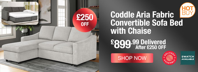 Coddle Aria Fabric Convertible Sofa Bed with Chaise