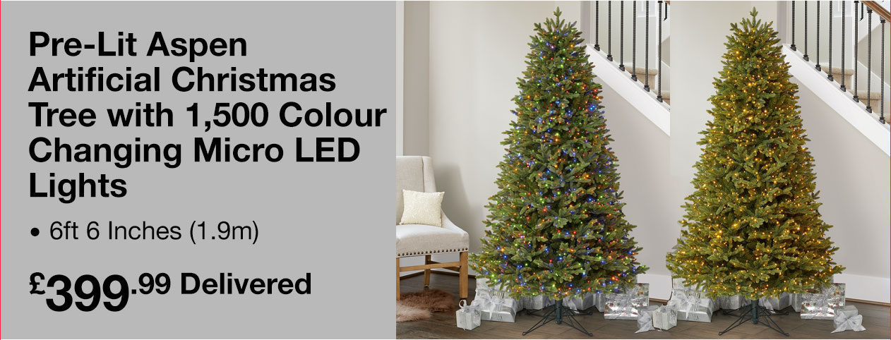 Pre-Lit Aspen Artificial Christmas Tree with 1,500 Colour Changing Micro LED Lights