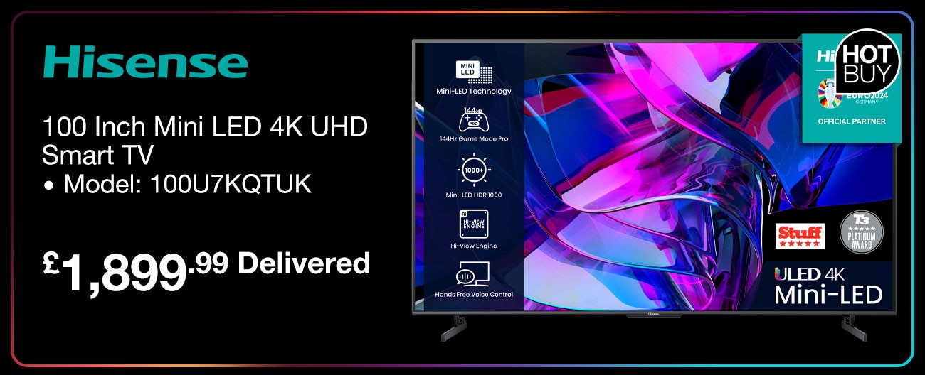 Hisense 100U7KQTUK 100 Inch Mini LED 4K UHD Smart TV