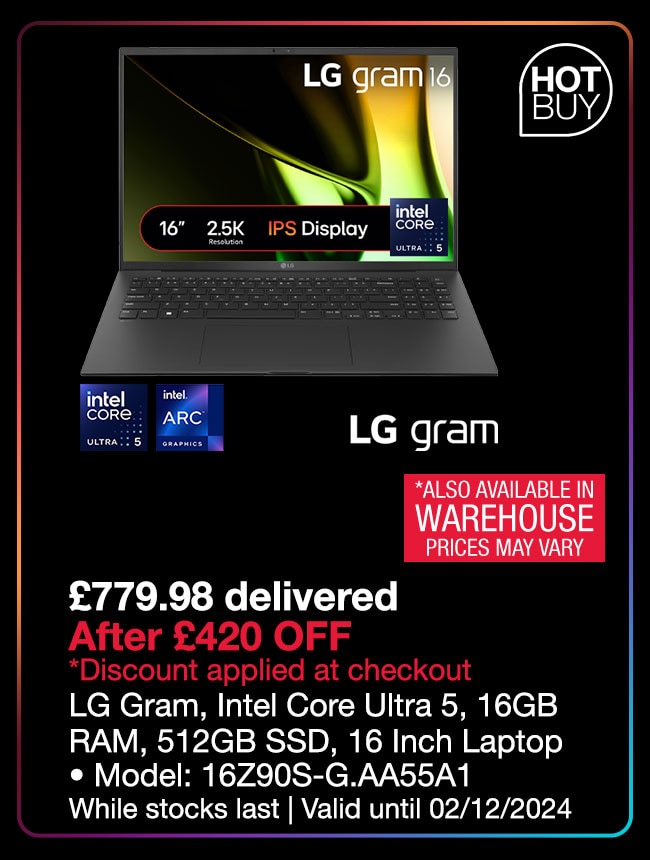 LG Gram, Intel Core Ultra 5, 16GB RAM, 512GB SSD, 16 Inch Laptop