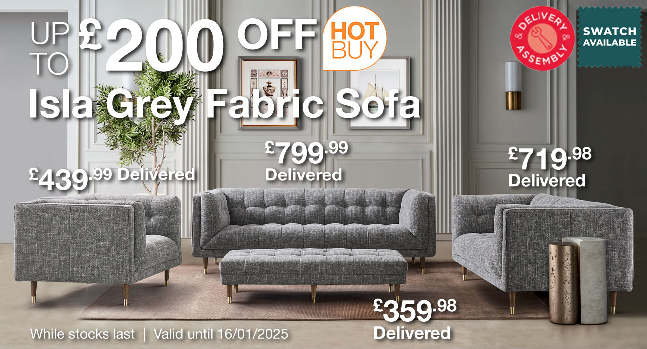 Isla Grey Fabric Sofa