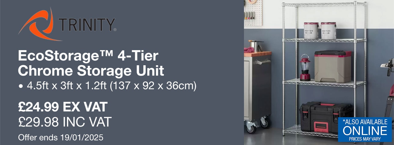 TRINITY EcoStorage™ 4-Tier 4.5ft x 3ft x 1.2ft (137 x 92 x 36cm) Chrome Storage Unit