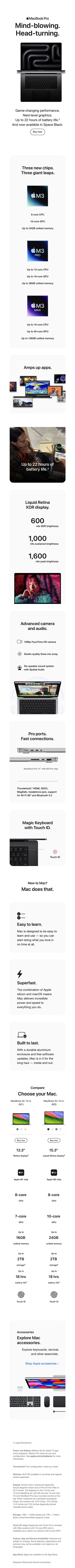 Apple Macbook pro m3 pro m3 max. Learn More
