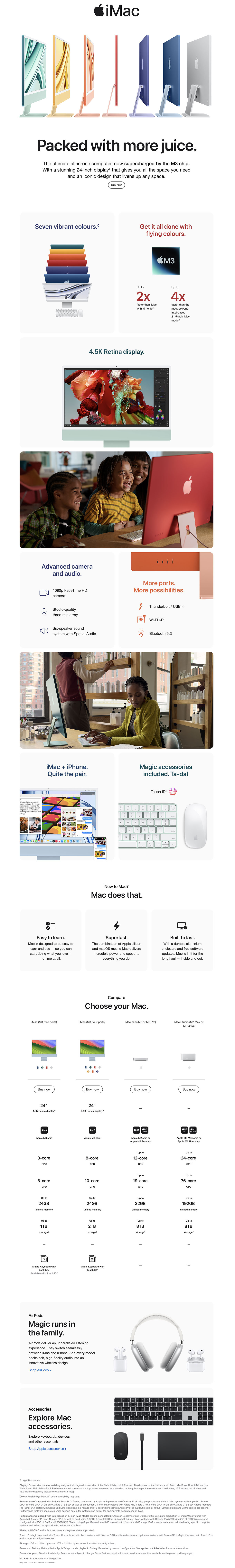 Apple iMac M3. Learn More
