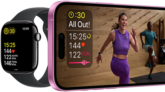 Workout metrics, on Apple Watch Series 10 and iPhone