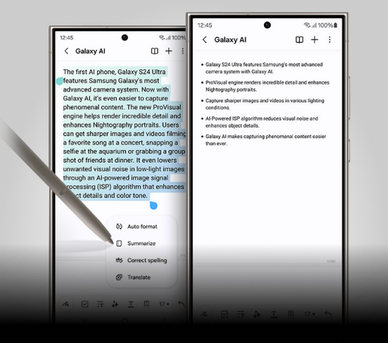 A screenshot of a large block of text being summarised by Note Assist.