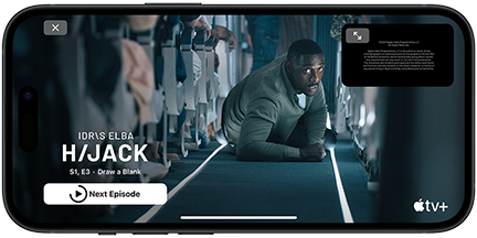 iPhone 15 playing Apple TV+ Hijack series