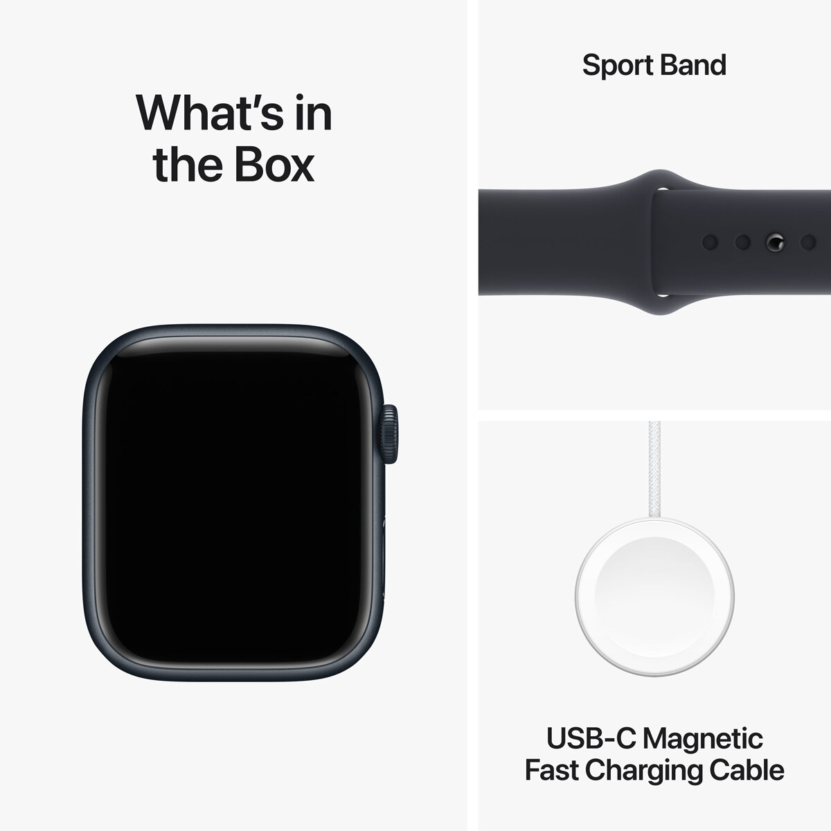 Apple Watch Series 9 Cellular, 45mm Midnight Aluminium Case with Midnight Sport Band M/L, MRMD3QA/A