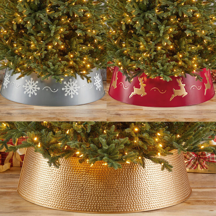 35 Inch (88.9 cm) Seasonal Metal Christmas Tree Skirt - In 3 Colours