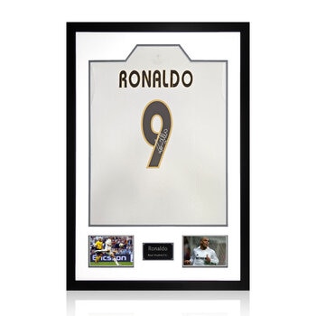 Ronaldo Signed Real Madrid 02/03 Framed Shirt, including 2 Photos