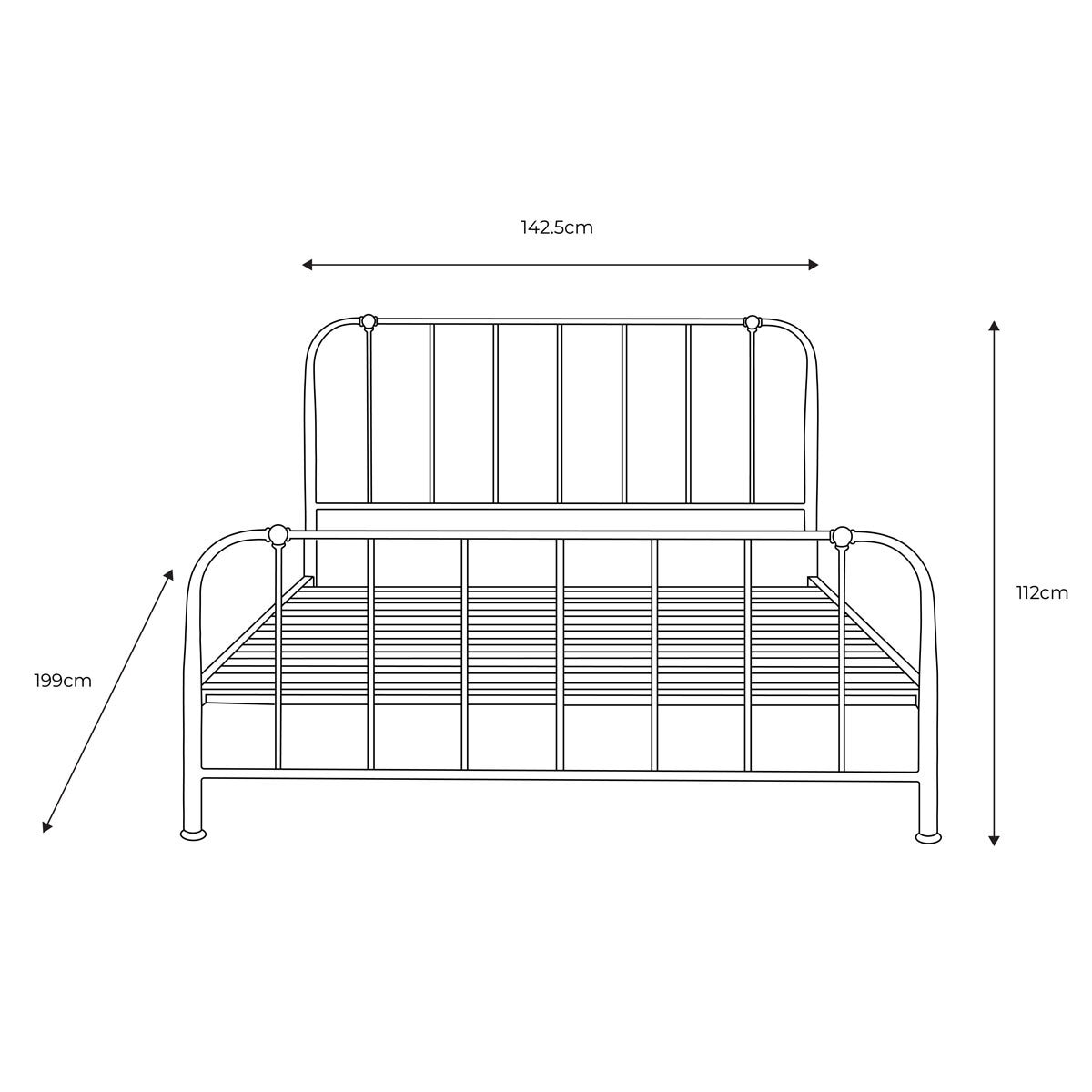 Gallery Loughton Black Metal Bed Frame, Double