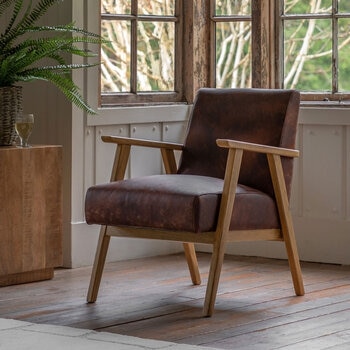 Gallery Neyland Brown Leather Armchair