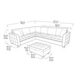 Thomasville Kylie Grey Fabric Corner Sofa with Storage Ottoman showing dimensions