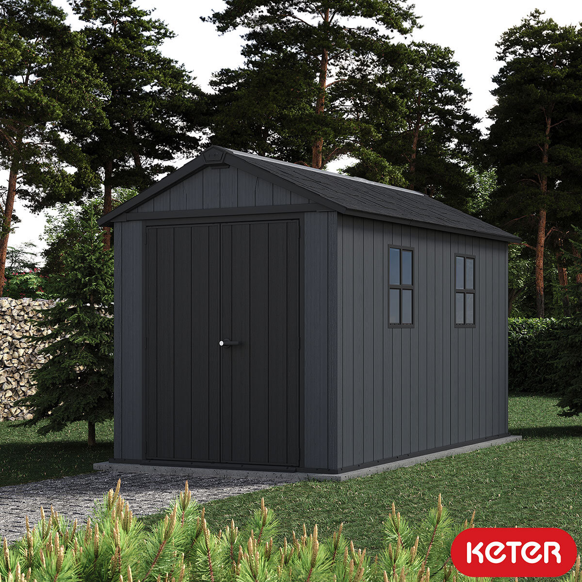 Keter Newton Plus 7ft 6" x 11ft 5" (2.3 x 3.5m) Storage Shed with Front Entry