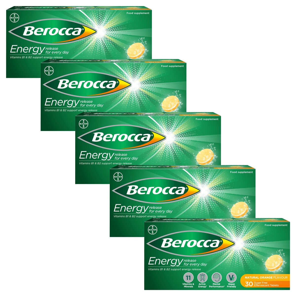 Berocca Orange Tablets, 5 x 30 Count