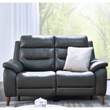 Ava Dark Grey Leather Power Reclining Large 2 Seater Sofa