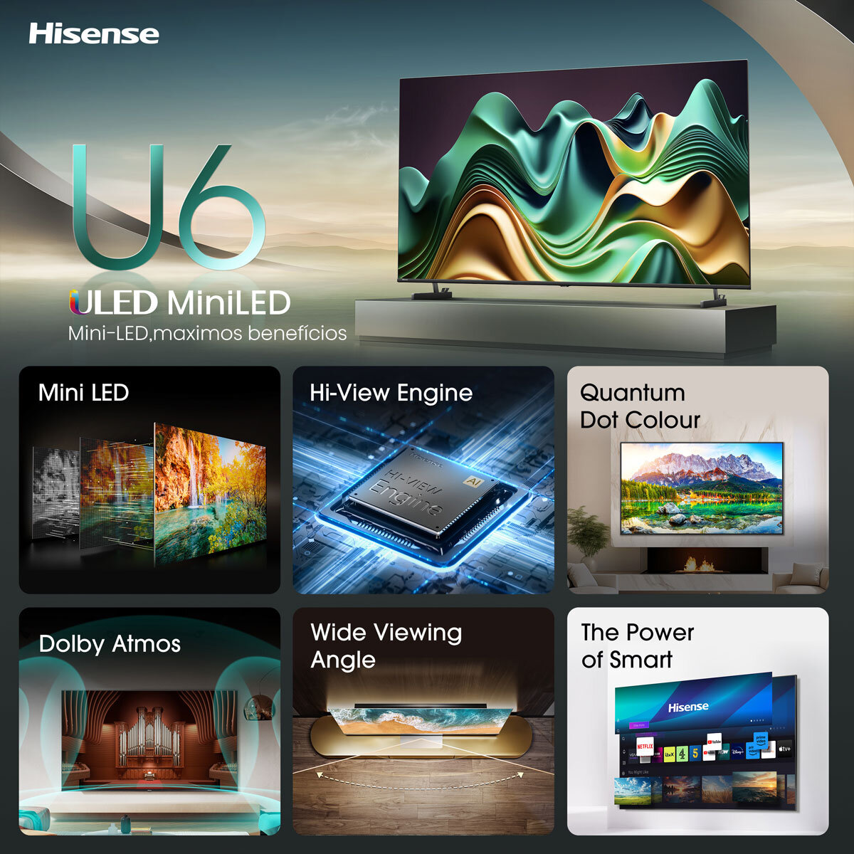 Hisense 75U6NQTUK 75 Inch Mini-LED Freely Smart TV