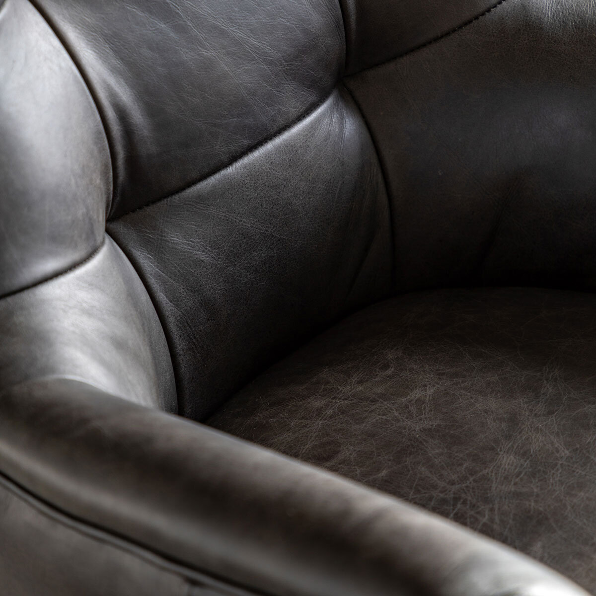 Gallery Bristol Grey Nubuck Leather Swivel Chair