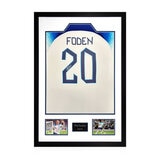 Phil Foden Signed England Framed Shirt, including 2 Photos