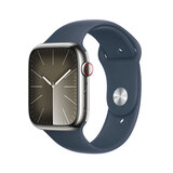 Buy Apple Watch Series 9 Cel, 45mm Silver Stainless Steel Case / Storm Blue Sport Band S/M, MRMN3QA/A at Costco.co.uk