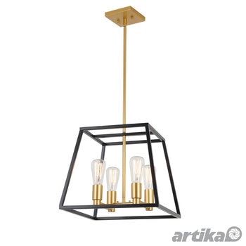 Artika Carter Square Black and Gold Chandelier Light (without bulbs)