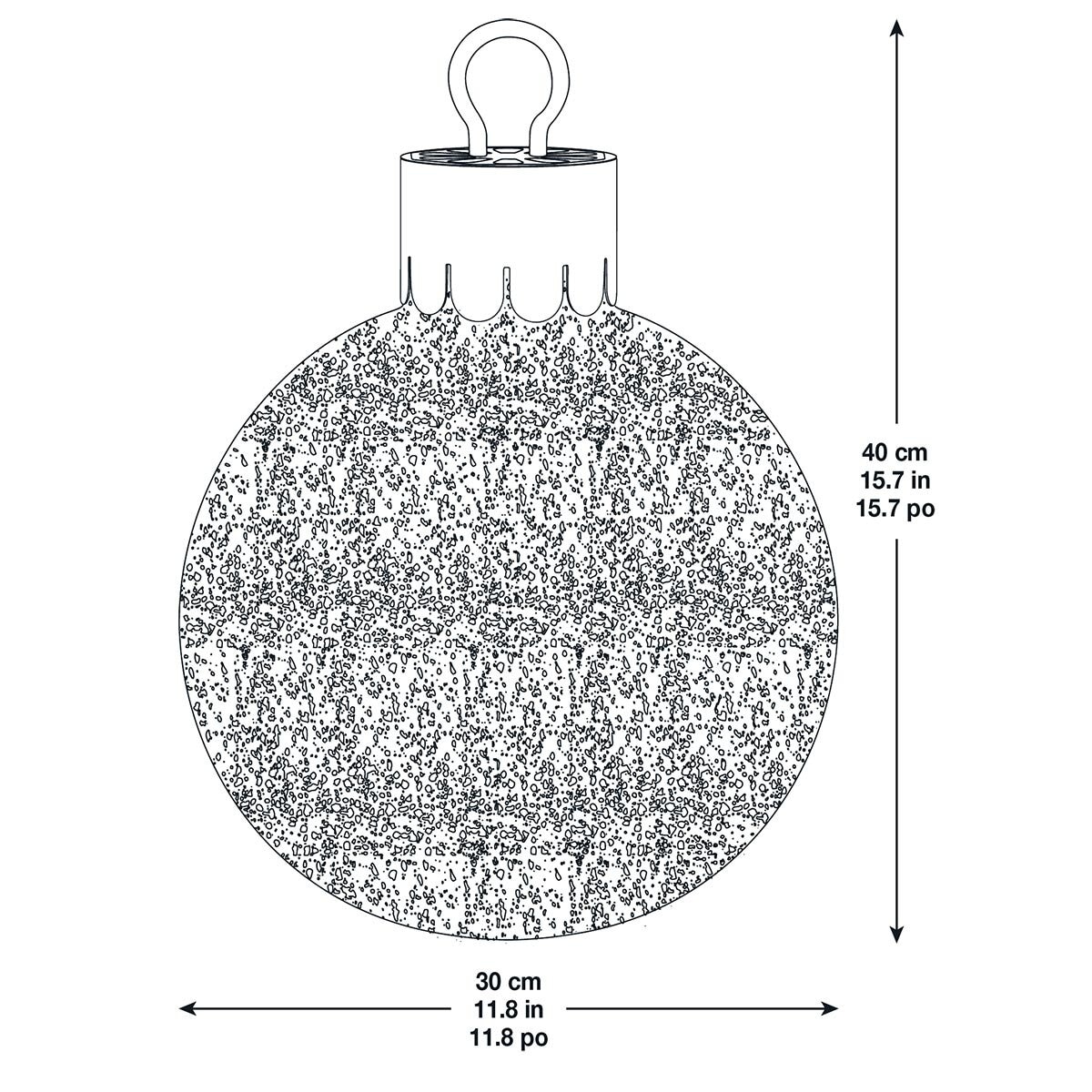 15.7 Inches (1.3ft) Glass Oversized Ornament with 60 LED Lights in Green