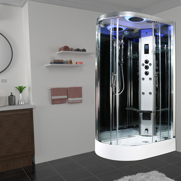 Insignia Premium 110cm Offset Quadrant Steam Shower with Chrome Frame ...