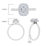 0.76ctw Emerald Cut Diamond Halo Ring, 18ct White Gold