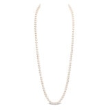 7-7.5mm Cultured Freshwater White Pearl Necklace, 18ct Yellow Gold