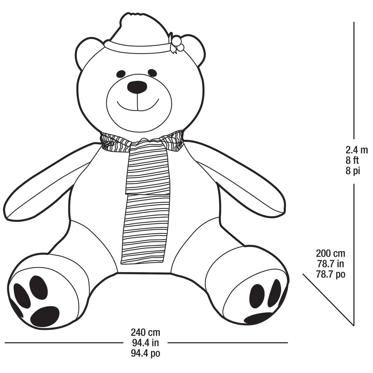 Buy 8ft Inflatable Bear Dimension Image at costco.co.uk