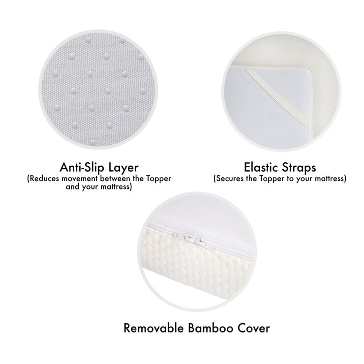 Panda Memory Foam Bamboo Mattress Topper, King Panda Memory Foam Bamboo Mattress Topper, King