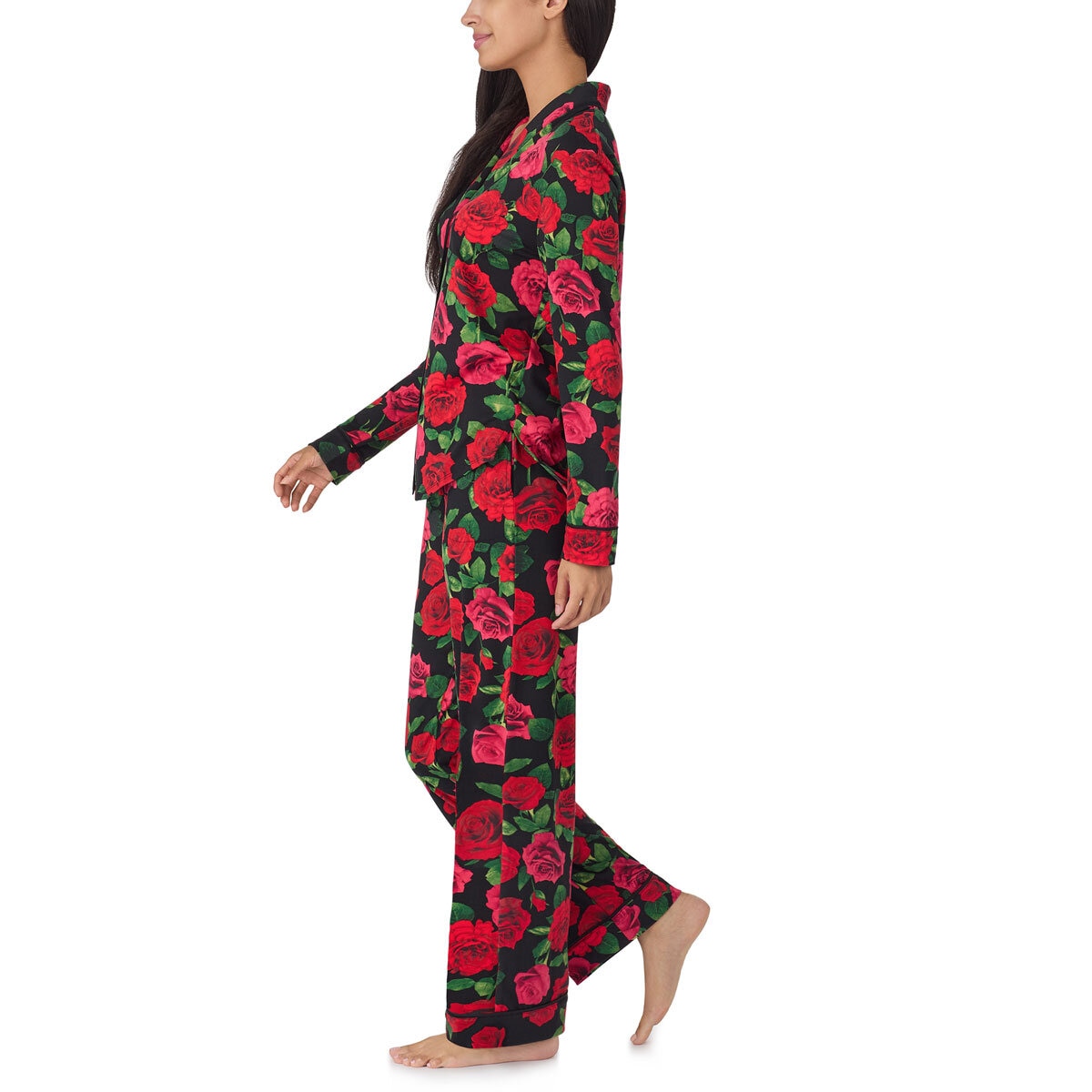 Room Service Ladies Notch Collar PJ Set, 2 Piece in Roses